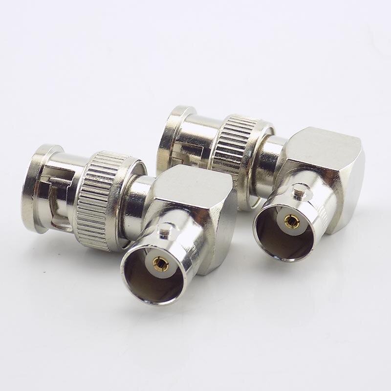 L-shaped BNC Male Connector Adapter Right Angle to BNC Female Jacks Adapter for CCTV Security Video Surveillance System