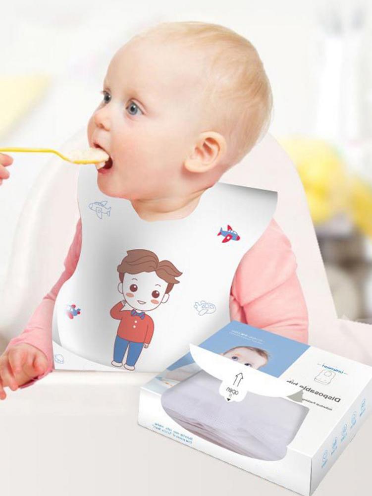 Waterproof Non-Woven Fabric Disposable Baby Toddler Bibs Feeding Saliva Apron Paper Bibs For little baby