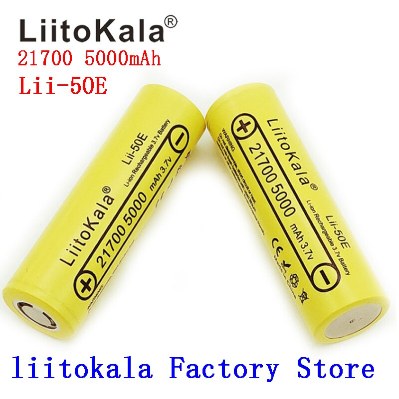 Liitokala Lii-50E 21700 5000 Mah Oplaadbare Batterij 3.7V 5C Ontlading High Power Batterijen Voor High-Power Apparaten