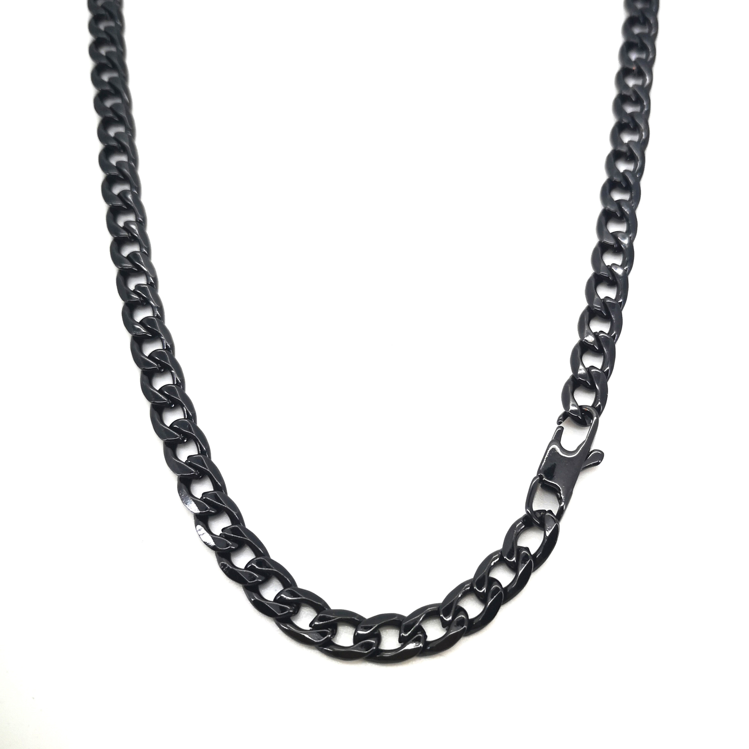 6Mm Rvs Ketting Voor Mannen/Vrouwen Lange Curb Cubaanse Ketting 18 "-36" Gun Black mode Jewerly Mannelijke Byzantijnse Jongen