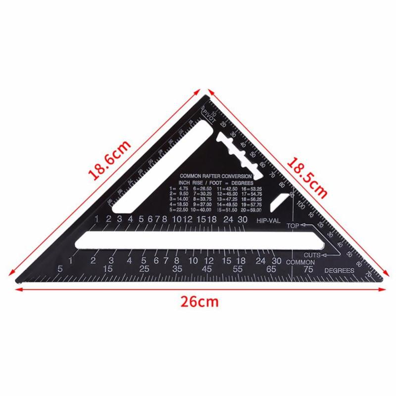 7/12 tommers trekant vinkellinjal vinkelmåler trebearbeiding multifunksjonsverktøy hurtiglest firkantet layout måler som måler aluminiumslegering