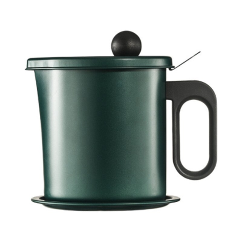 1.7l filtro de armazenamento de óleo da cozinha do agregado familiar garrafa de óleo de aço inoxidável com tampa recipiente de filtro de armazenamento de óleo da cozinha: Green