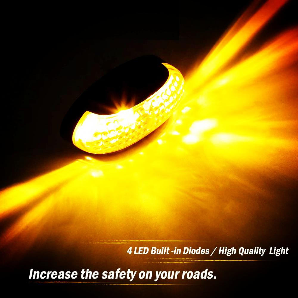 Fuleem – feu de gabarit latéral imperméable à 4 LED ambre 12V 24V, lampe de dégagement, pour camion et remorque, 10 pièces