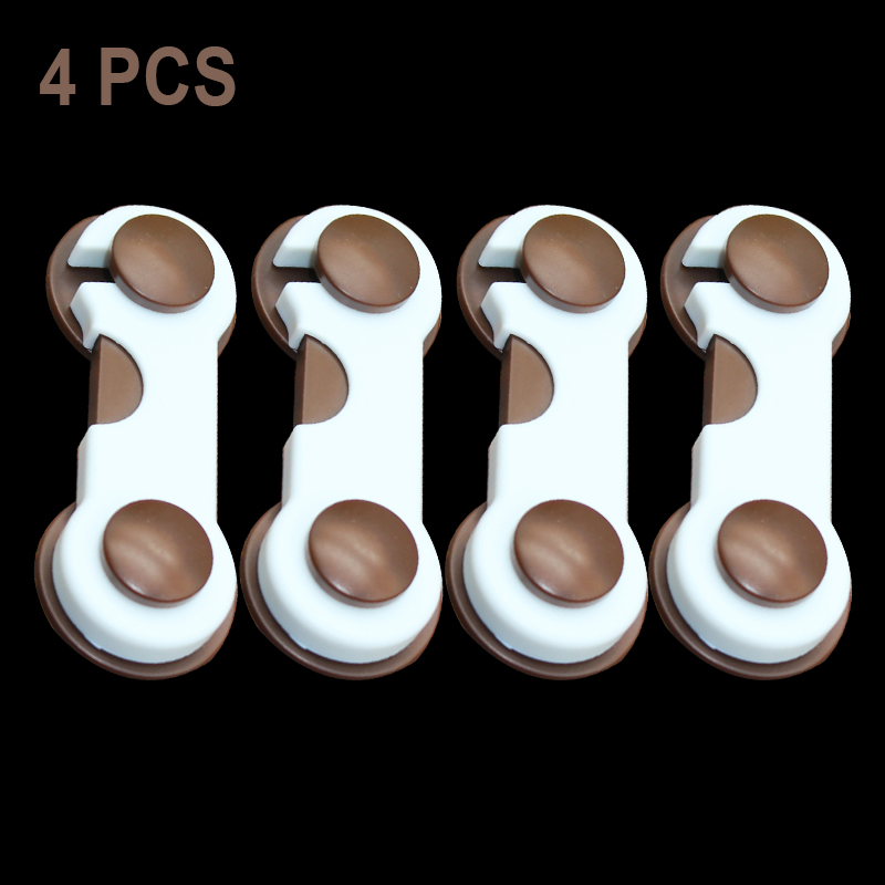 4 Stks/partij Multifunctionele Kind Baby Veiligheid Lock Kast Kastdeur Lade Veiligheid Sloten Kinderen Veiligheid Protector: whiteCoffee