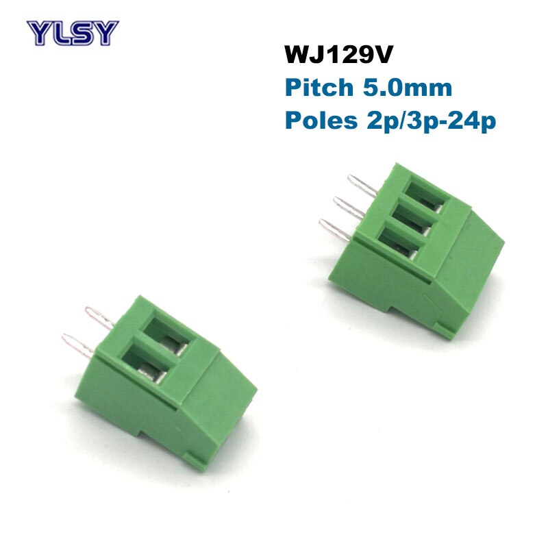 5Pcs Pitch 5.0mm PCB Screw Terminal Block Wire Connector Straight Right Angle Pin 2/3P Morsettiera Cable 1.5/2.5mm2 10-20A: WJ129V / 3P