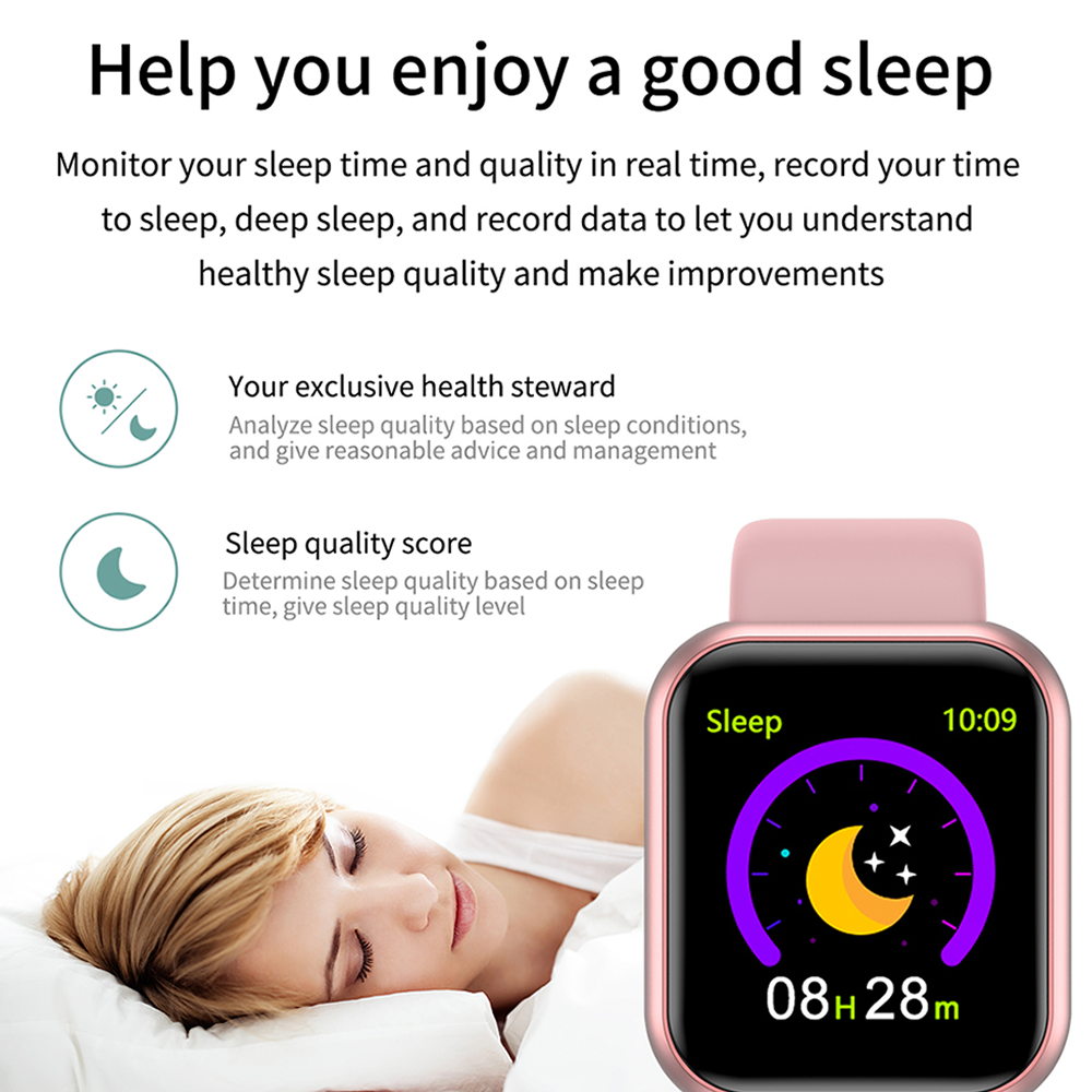 Y68 montre intelligente 1.3 pouces étanche pression artérielle fréquence cardiaque Fitness Tracker bracelet intelligent Sport Smartwatch hommes Android et IOS