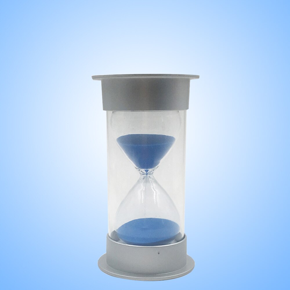 Simple Cylinder Sand Hourglass 30 Minutes Sand Timer Sandglass Hourglass (Silver and Blue)