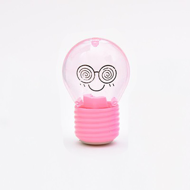 Novelty Bulb Style Pencil Sharpener Emotions Plastic Pencil Sharpener for Kids Kawaii Stationery School Supplie: pink