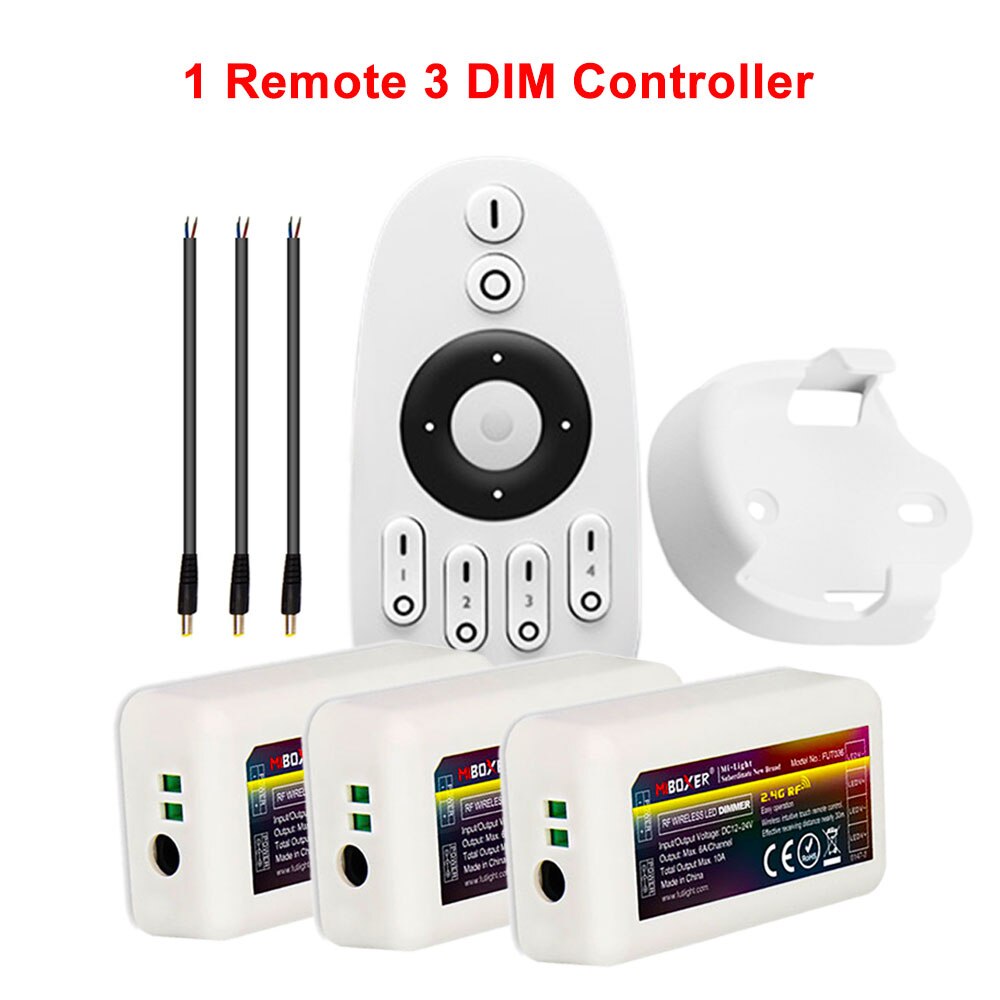 MiBoxer Milight Dimmer 4-Zone RF CCT Remote With Handle 2.4GHZ Gateway WL-Box1 Wifi Controller For 2835 5050 LED Strip Light: 1Remote 3Controller