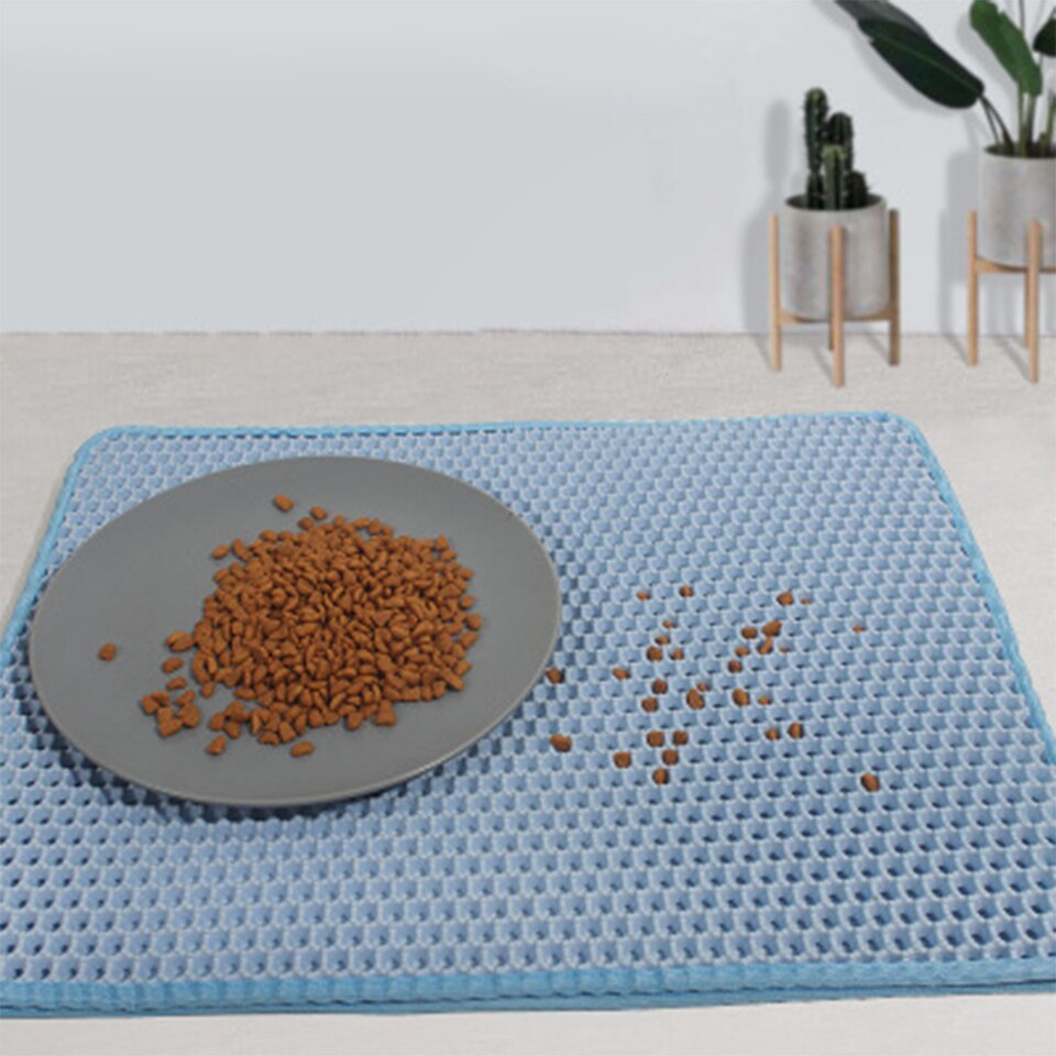 Pet Cat Litter Mat Honeycomb Double Layer Waterproof Urine Proof Trapping Kitty Litter Mat Litter Boxes Large Size Easy Clean