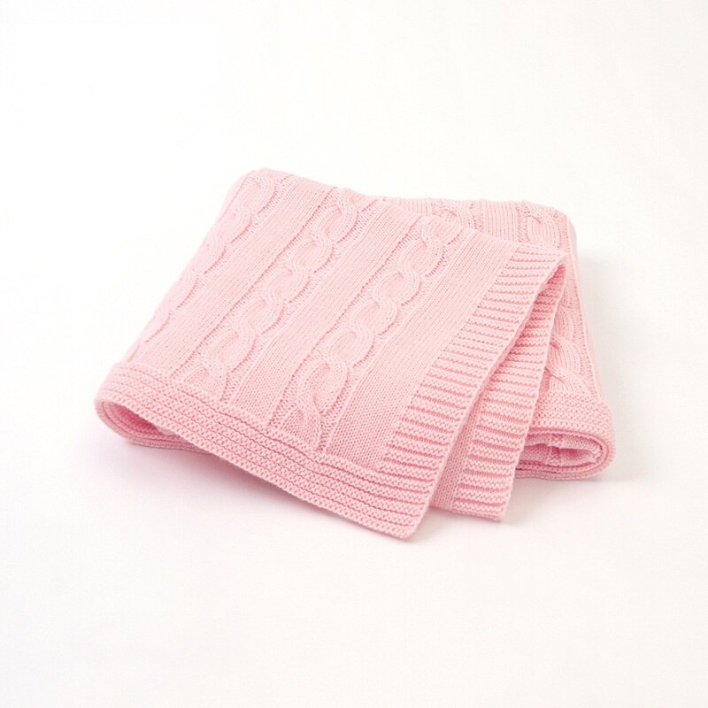 Ins nordic stickad filt nyfödda pojkar flickor filtar baby spädbarn swaddle barn täcke barnvagn täcka kontor sommar tupplur filtar: Rosa