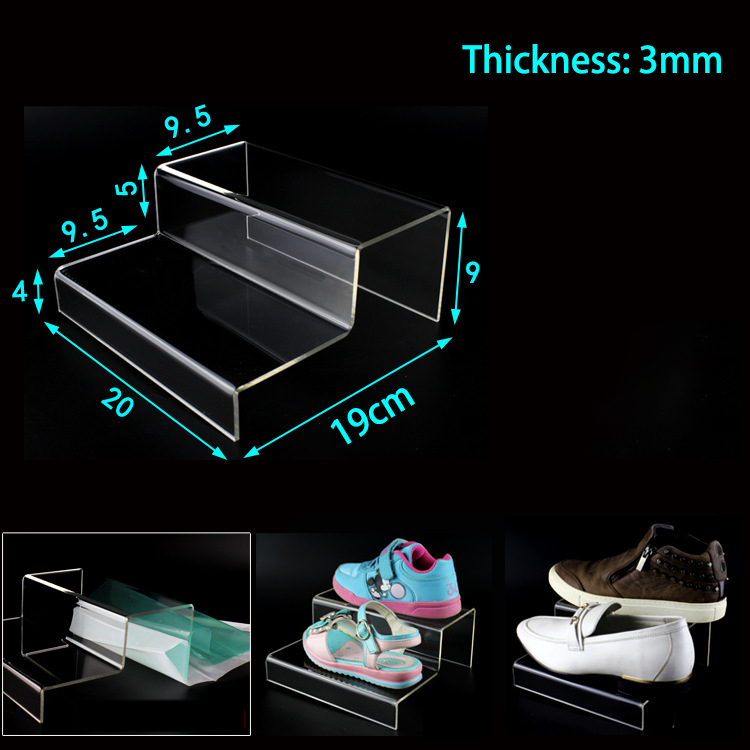 Soporte de exhibición de zapatos transparente de acrílico, soporte de estante de zapatos en forma de U para tienda de zapatos, elevador de exhibición, organizador de almacenamiento de zapatos para el hogar