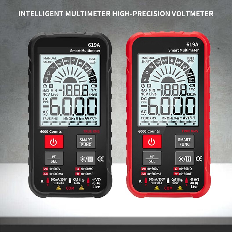 Digital Multimeter AC/DC Currents Voltage Testers True RMS 6000 Counts Analog Bar Multimetro NCV Meter