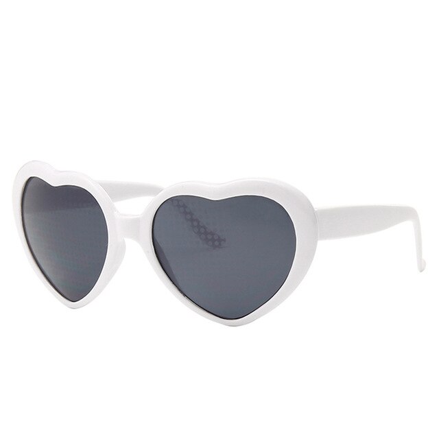 Miłość w kształcie serca efekty okulary oglądaj światła zmieniają się w kształt serca w nocy dyfrakcyjne okulary kobiety refrakcja Sunglasse: biały
