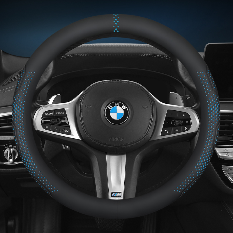 Universal Car Steering Wheel Cover 14.5-15 Inch, 3D Textured Non-Slip with Breathable Napa Leather: SKY BLUE