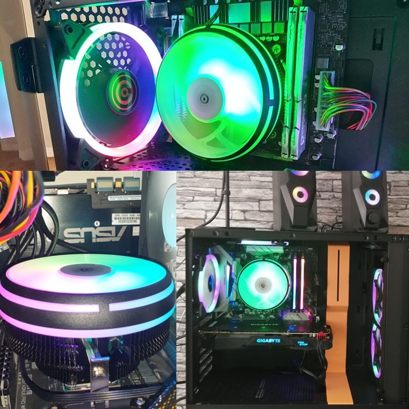 Aigo CPU Cooler Radiator 120mm PWM 12V SYNC RGB LED Fan CPU Air Cooling Computer Cooler LGA/1151/1155/AM3/AM4 4Pin CPU Cooler