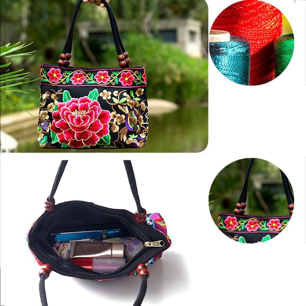 Ethnic Style Embroidered Bag Fashionable Handbag Retro Canvas Bag All-match Shoulder Bags Outdoor Personality Floral Women's Bag