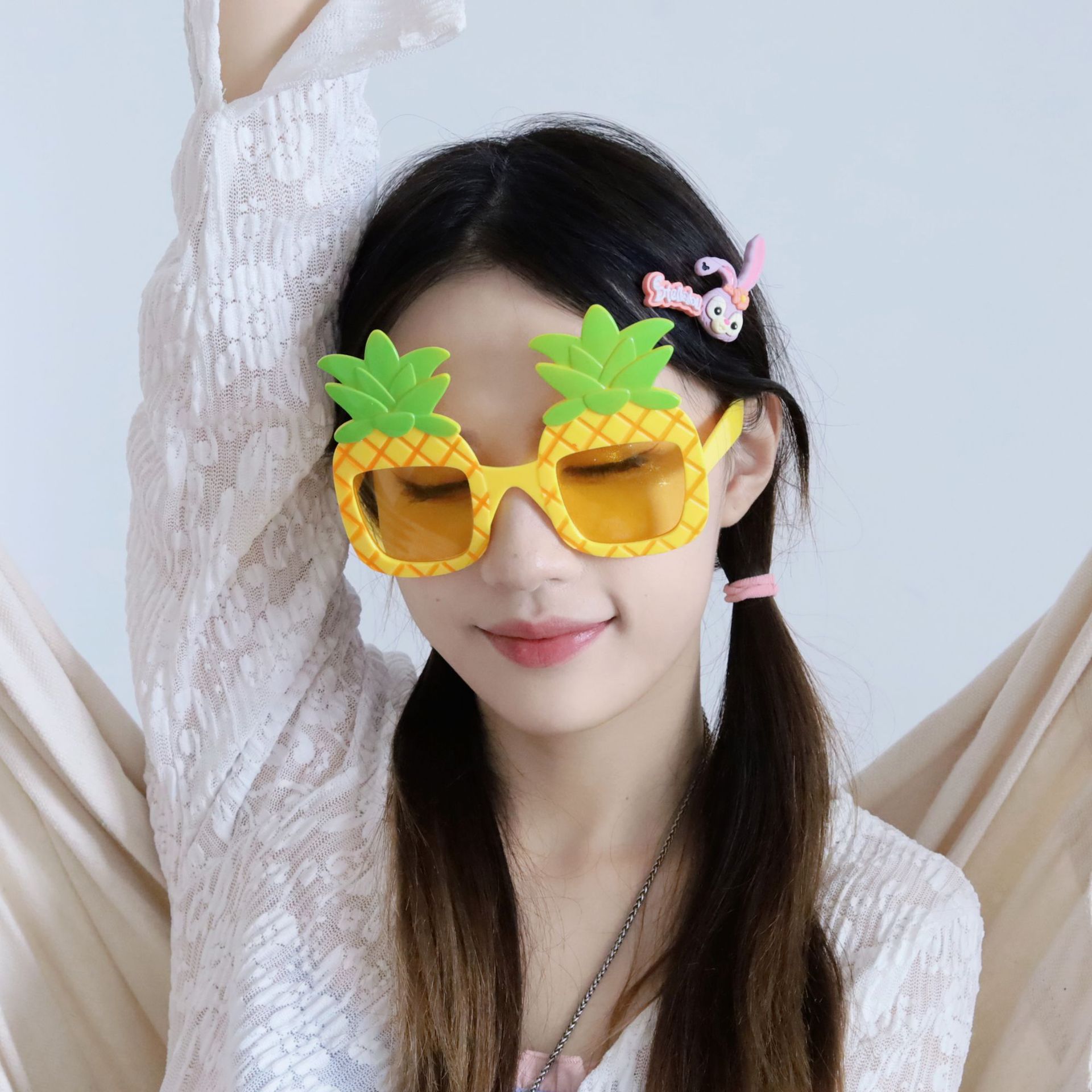 Fun Fruit Sunglasses Pineapple Watermelon Orange Shaped Big Frame Shades for Beach Parties Decorative Eyewear photo prop: PURPLE