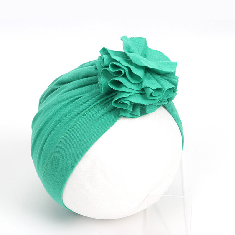 16 farver baby pandebånd turban blomster piges hår tilbehør til børn blød turban hårbånd pandebånd børn hovedbeklædning: Grøn