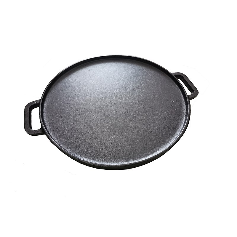 30cm Double-sided Round Cast Iron Grill Pan Multifunctional Uncoated Teppanyaki Steak Frying Pan