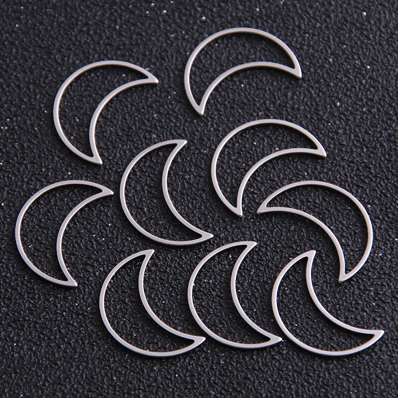 15Pcs 3 Size Moon Charm Rvs Hanger Open Bezels Hollow Geperst Hars Frame Mold Bezel Diy Sieraden Maken: Medium