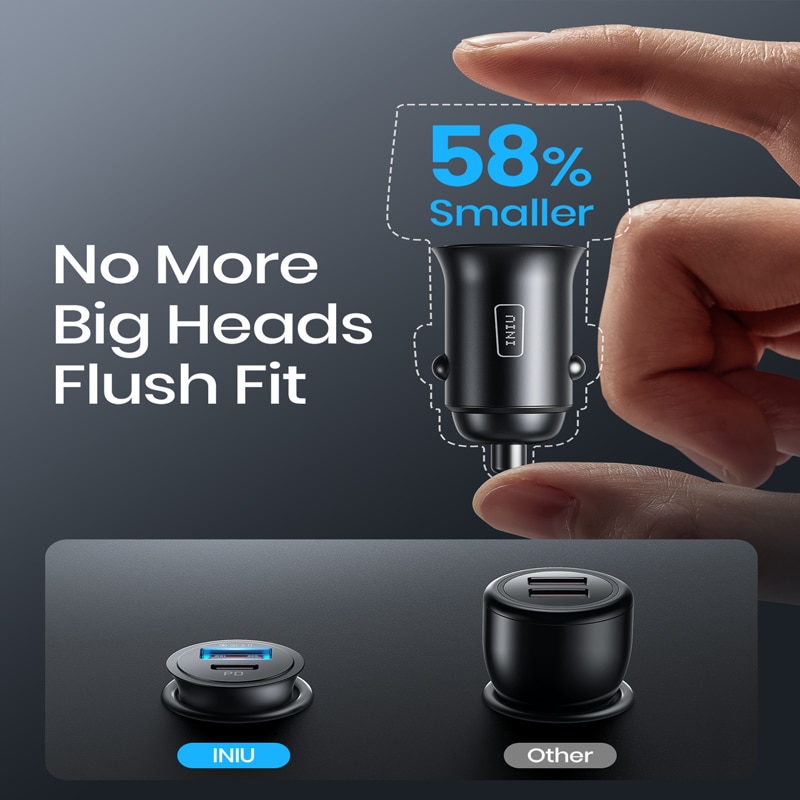 Iniu 5A Usb Autolader Quick Charge 4.0 QC3.0 Type C Mobiele Telefoon Pd 30W Snel Opladen Adapter Voor iphone Huawei Xiaomi Samsung
