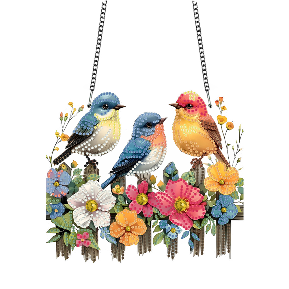 Flowers Cross Diamond Art Hanging Pendant Diamond Painting Home Decor Rhinestone Diamond Art Window Pendants for Window Decor