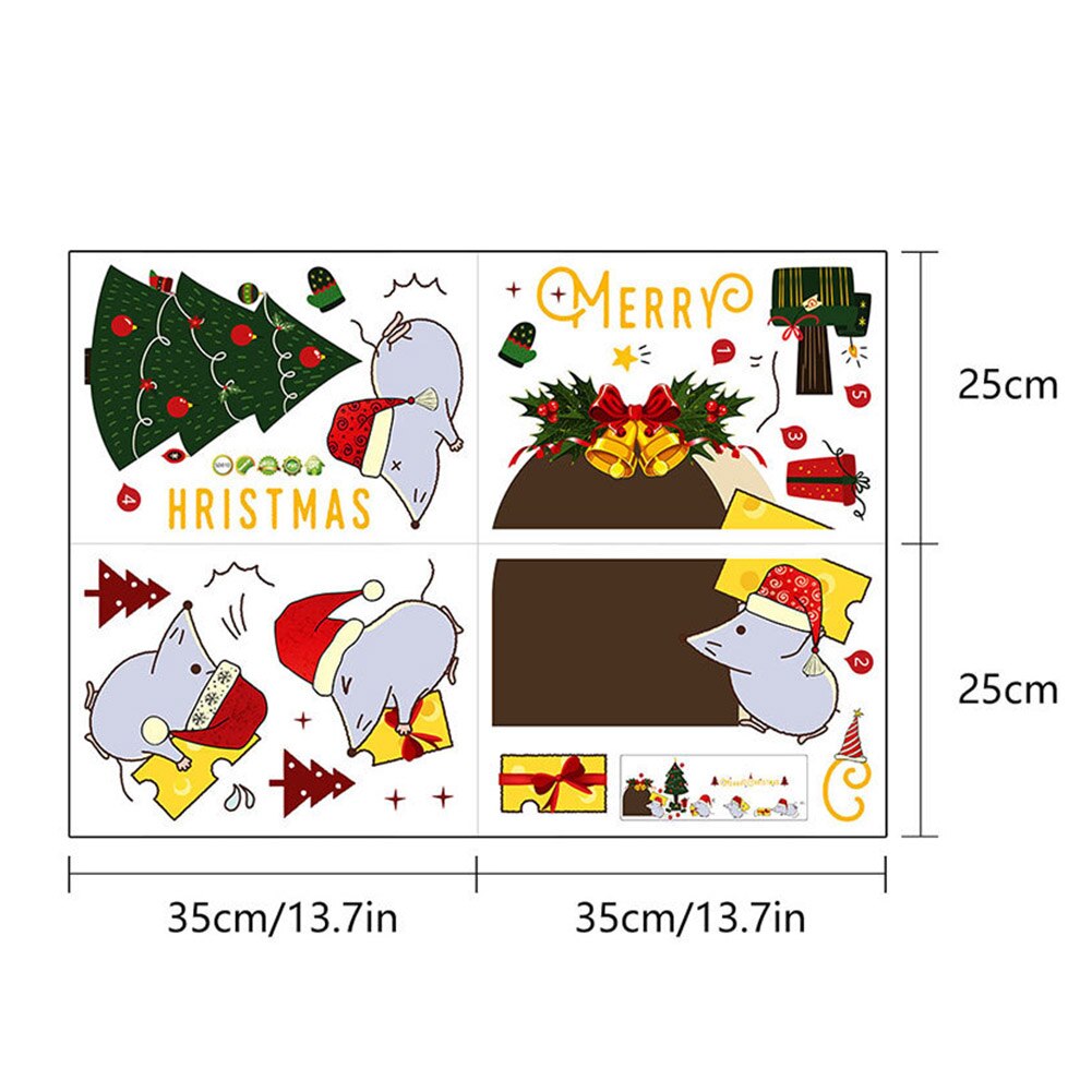 Christmas Wall Stickers Santa Claus Merry Christmas 26 Alphabet Little Mouse PVC Removable Window Decals Home Decor: C