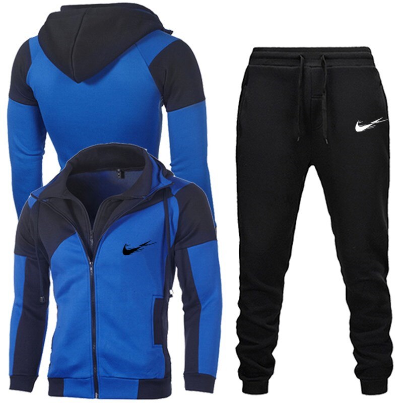 automne et hiver décontracté hommes sweat à capuche costume vêtements de sport à capuche + pantalon 2 hommes vêtements de sport pull costume: Photo Color 4 / M