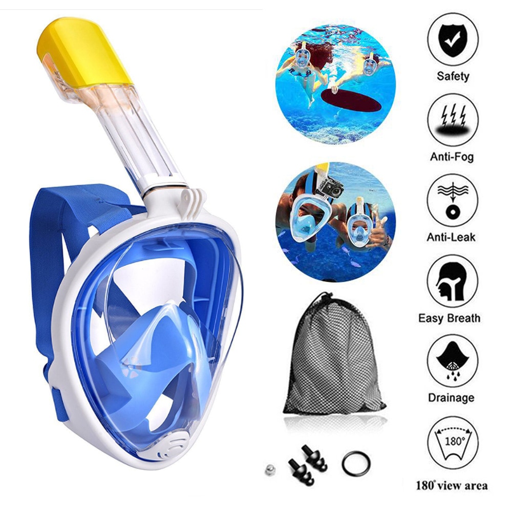 Máscara de buceo subacuática, máscara de buceo de cara completa antiniebla, conjunto de buceo seguro, máscara de natación de Snorkel impermeable para niños y adultos