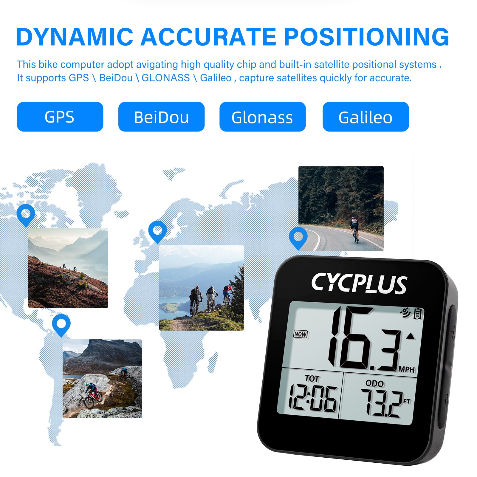 CYCPLUS G1-ordenador para bicicleta con GPS, velocímetro de ciclismo, IPX6 resistente al agua, cronómetro inalámbrico, ciclocomputador para bicicleta
