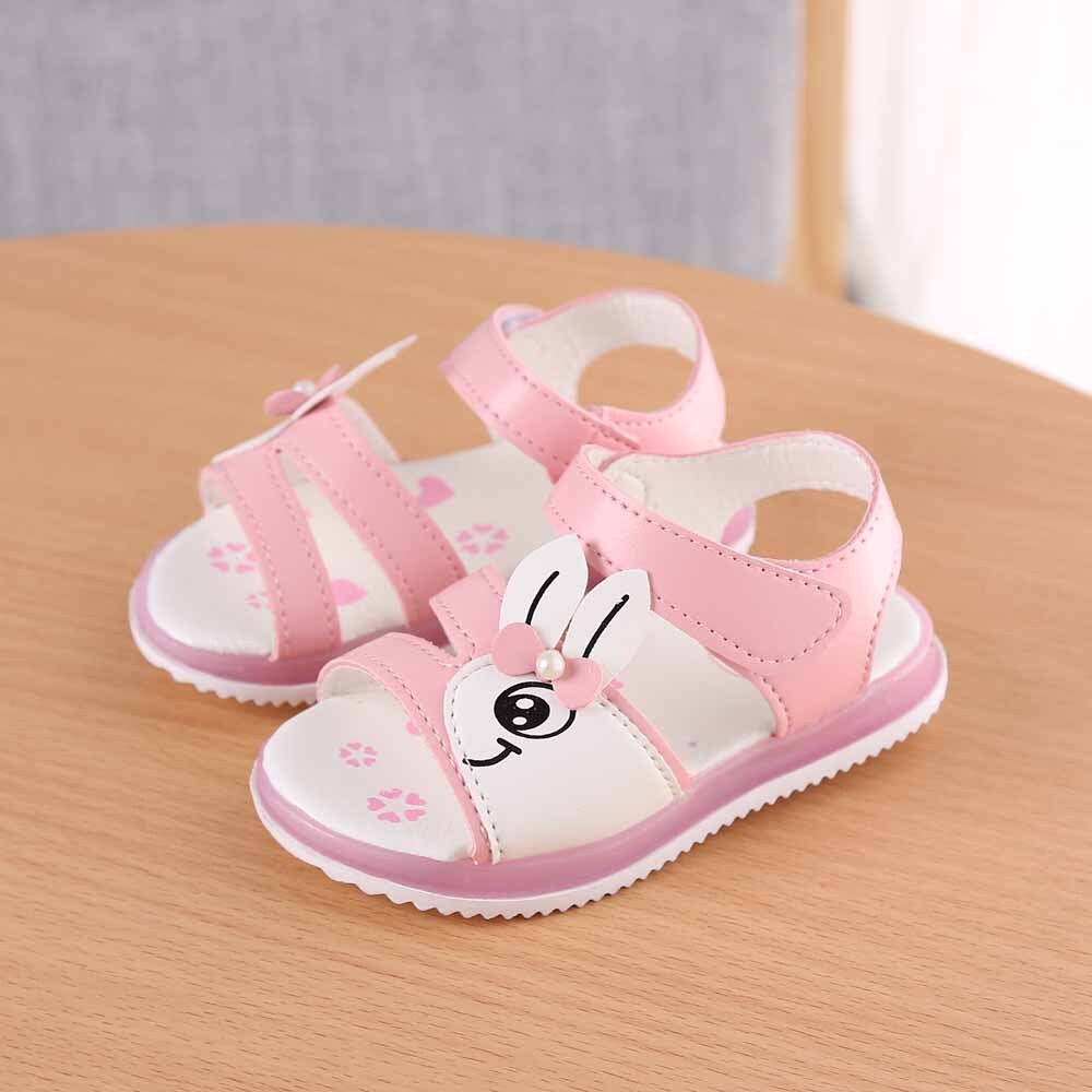 Justsl jentesandaler flashsko låve strandsko sandaler med åpenn tå låve ledet sklisikre myke sommersko str 21-30: Rosa / 5.5