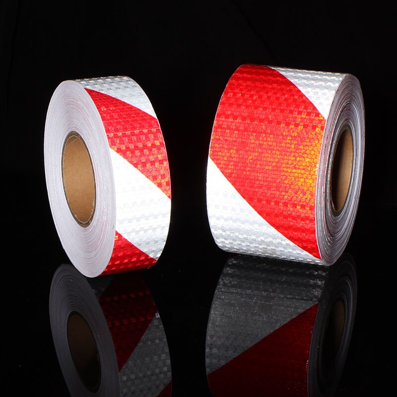 Cinta reflectante de seguridad para motocicleta, pegatinas rojas y blancas, tira Diagonal, Material reflectante, 10cm x 10m