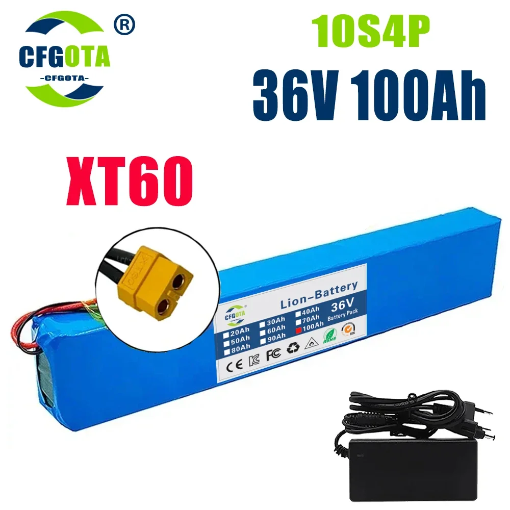 18650 battery pack 10s4p 36V 100AH high power 600W, suitable for electric bicycle lithium battery with charger sales: SKY BLUE