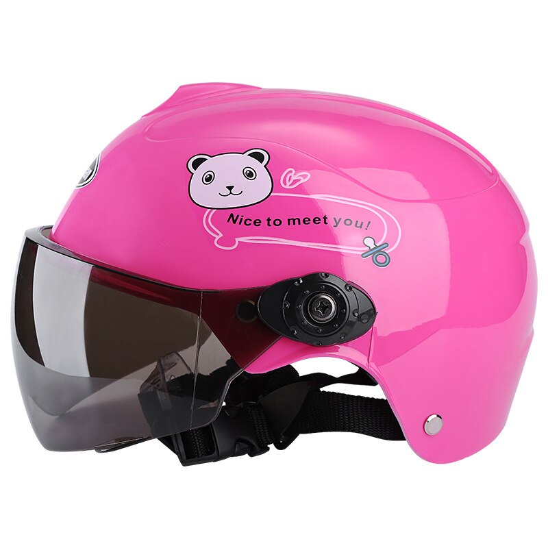 Casco de Motocross de verano para niños, casco de Moto cómodo, cascos de seguridad de dibujos animados para niños, traje para niños de 3 a 9 años: pink