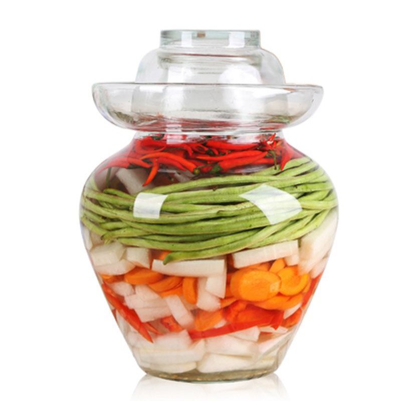 Transparent Glass Container Kimchi Storage Jar Kitchen Thickened Pickled Cans Household Pickled Jar Sealed Can