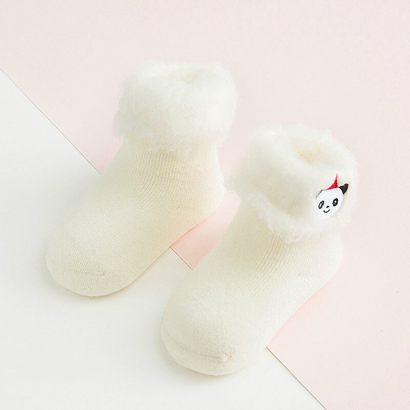 Winter Dikke Warme Badstof Leuke Sokken Cartoon Dieren Sokken Warmer Baby Baby Meisjes Jongens Sok Peuter Warm sok 0-3Y: WHITE / 0-1Y