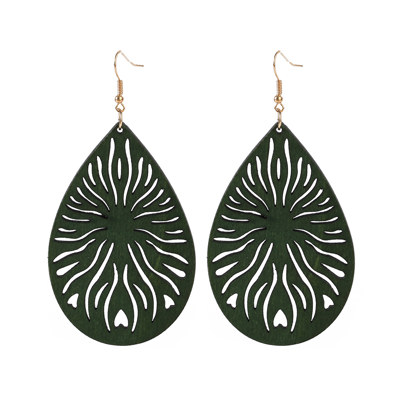 YULUCH of Wood Popular -shaped Hollow Flame Pendant Earrings for Personality Woman Jewelry Accessories
