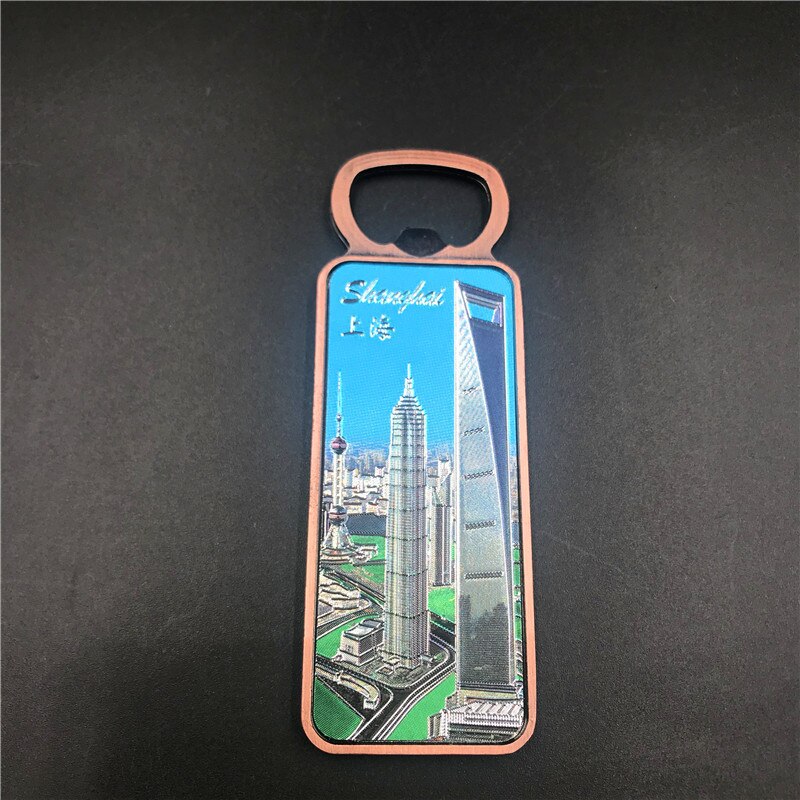 Metalen flesopener koelkaststickers koelkastmagneet shanghai toerisme souvenirs luxe magnetische stickers chinese stijl: 3