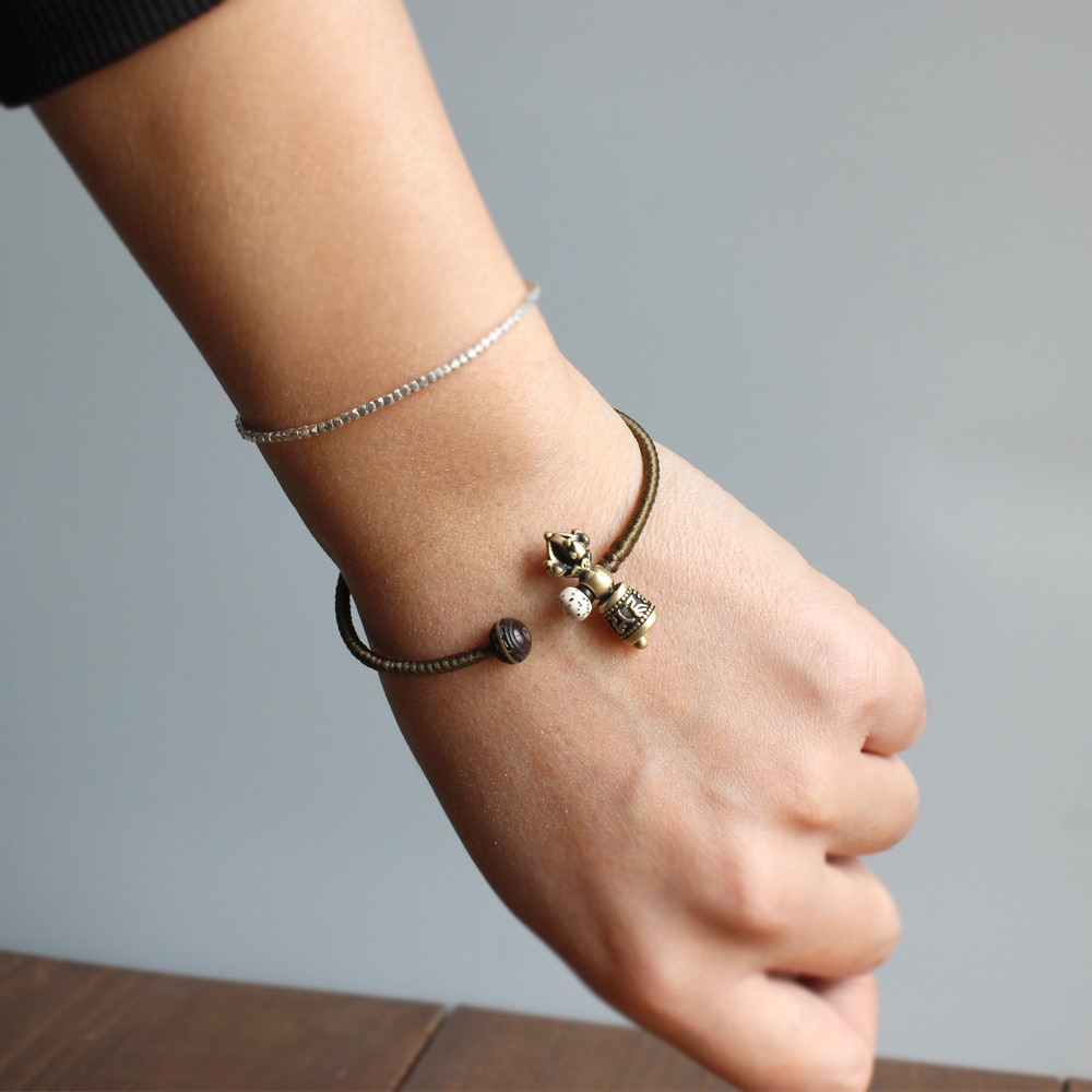 Degsin Tibetaanse Boeddhistische Handgemaakte Koperen Gevlochten Touw Amulet Armband Vajra Charm Bangle Antieke Om Sieraden Voor Mannen Vrouwen