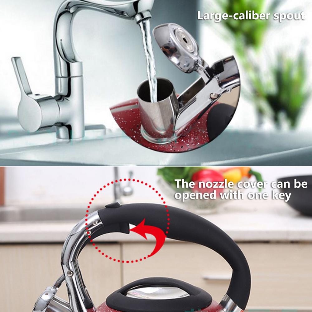 3L Red Whistling Kettle For Gas Stove All Stovetop Stainless Steel Coffee Tea Boiling Kettle With Whistle Large Capacity Teapot