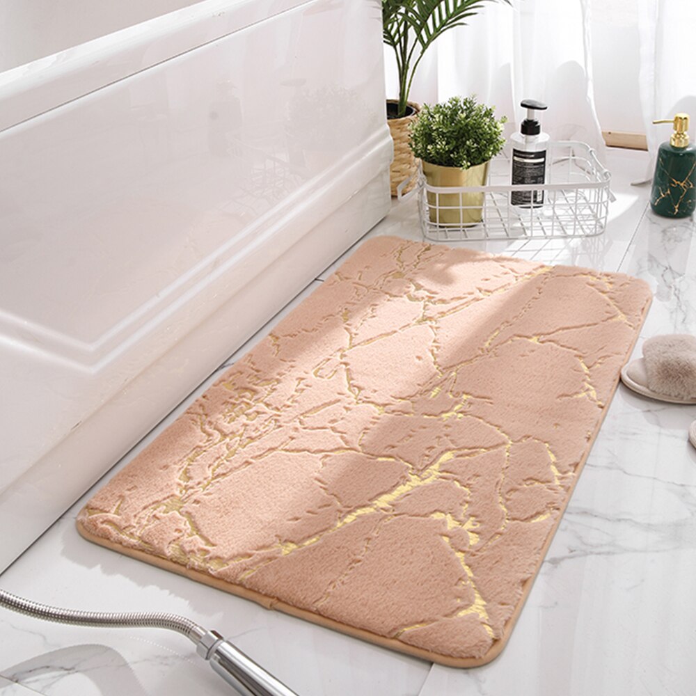 Tapis de bain antidérapants Super absorbant douche salle de bain tapis doux toilette sol Faux lapin cheveux tapis pour décor à la maison 4 taille 5 couleur: Camel / 60x90cm