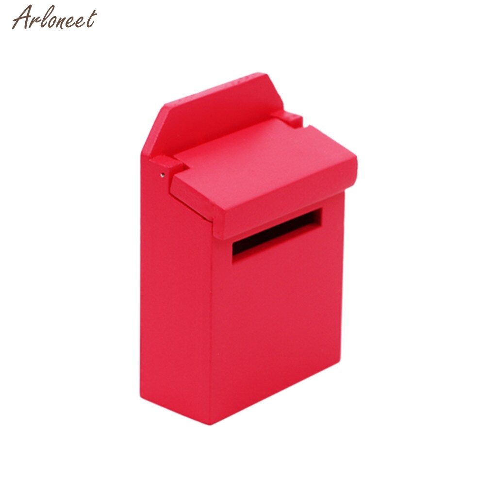 Miniatuur Houten Meubels Kleurrijke Buiten Postbus Mailbox Voor 1:12 Poppenhuis Decoratie Miniatuur Poppen Simulatie Thuis Speelgoed