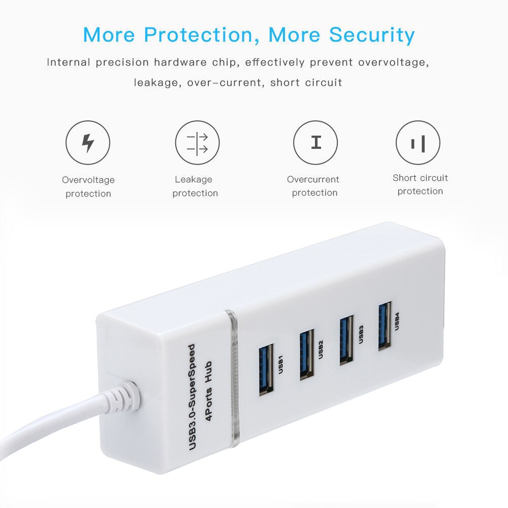 CARPRIE USB Hub High Speed Black USB 3.0 HUB Splitter Expansion For Desktop PC Laptop Adapt With Super Speed Transfer Rate 0.5M
