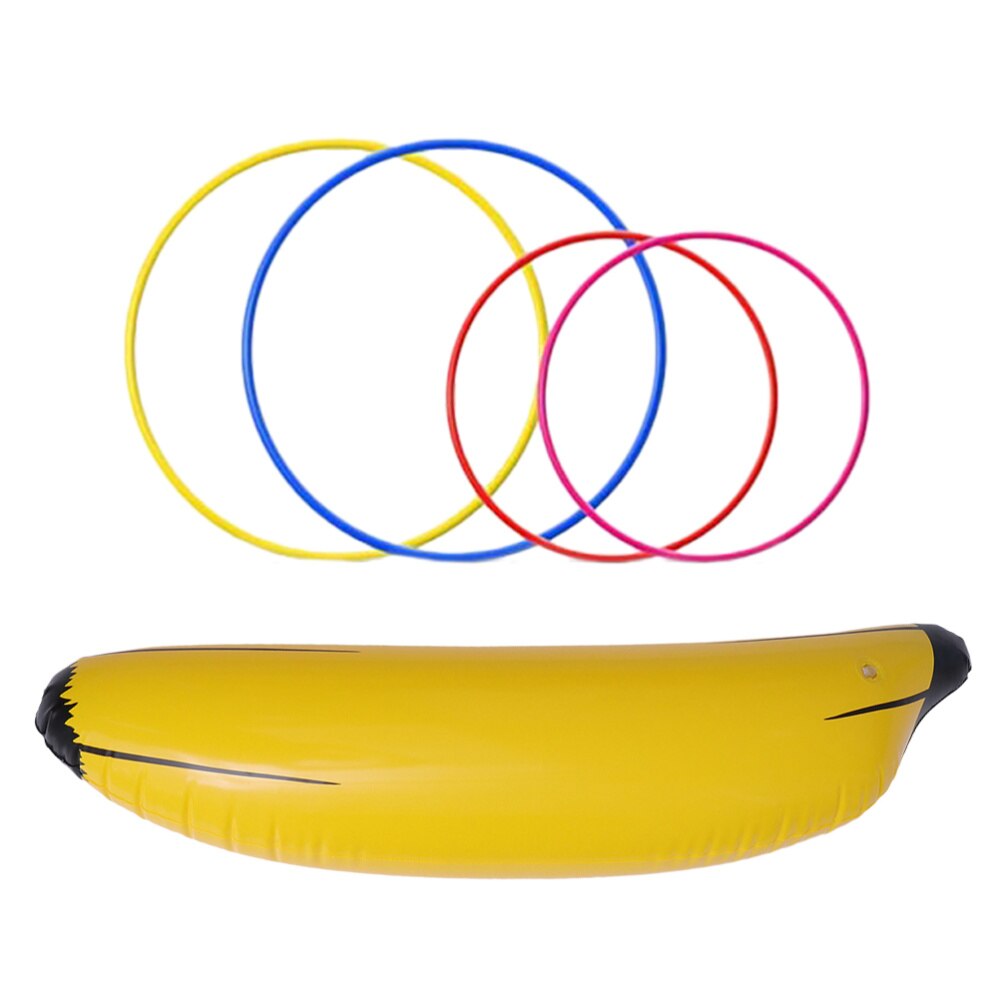 5 stücke Verdicken PVC Banana Ring Werfen Aufblasbaren Obst Lustige Aufblasbare (1pc Banana, 4 stücke Ringe)