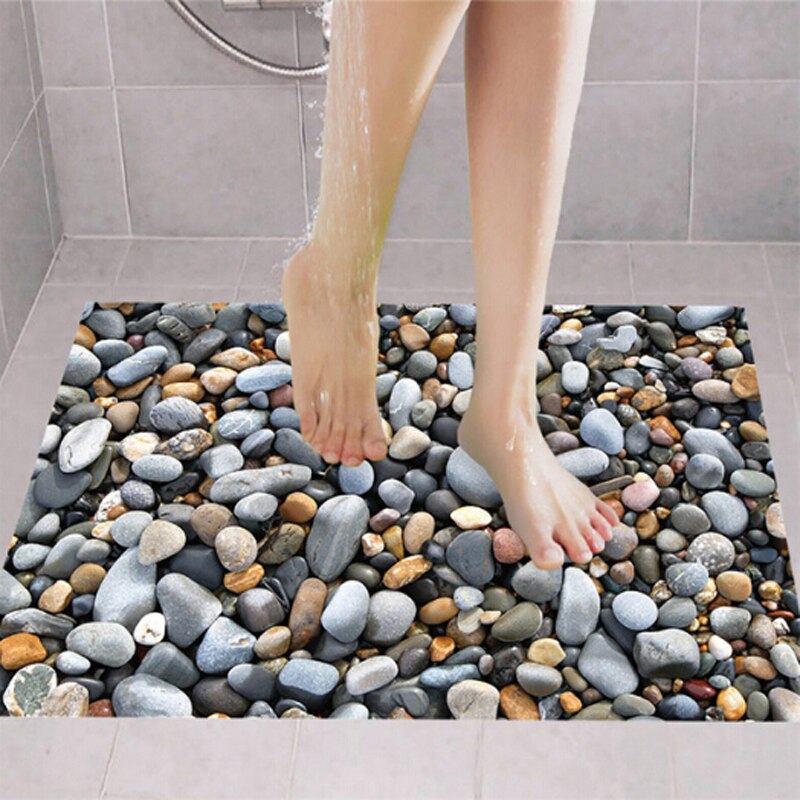 Antidérapant galet salle de bain tapis de bain PVC salle de bain douche cuisine sol 3D autocollants tapis maison salle de bain décor tapis ensemble