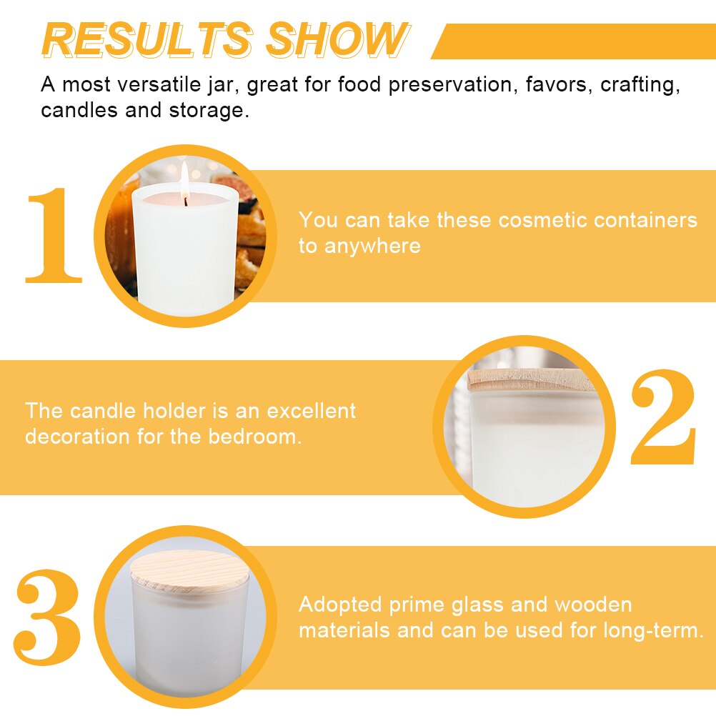 2pcs Empty Candle Containers Glass Candle Jar Candle Making Glass Jar with Wooden Lid