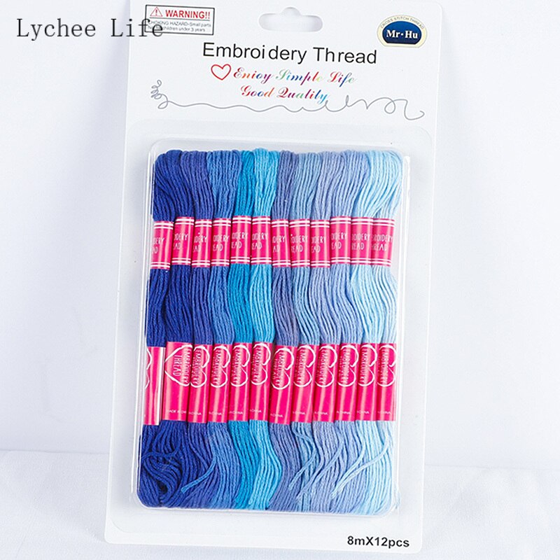 Lychee Life 12Pcs/lot Polyester Embroidery DIY Silk line Branch Similar Thread Cross Stitch Cotton Sewing Skeins Thread Material: 5