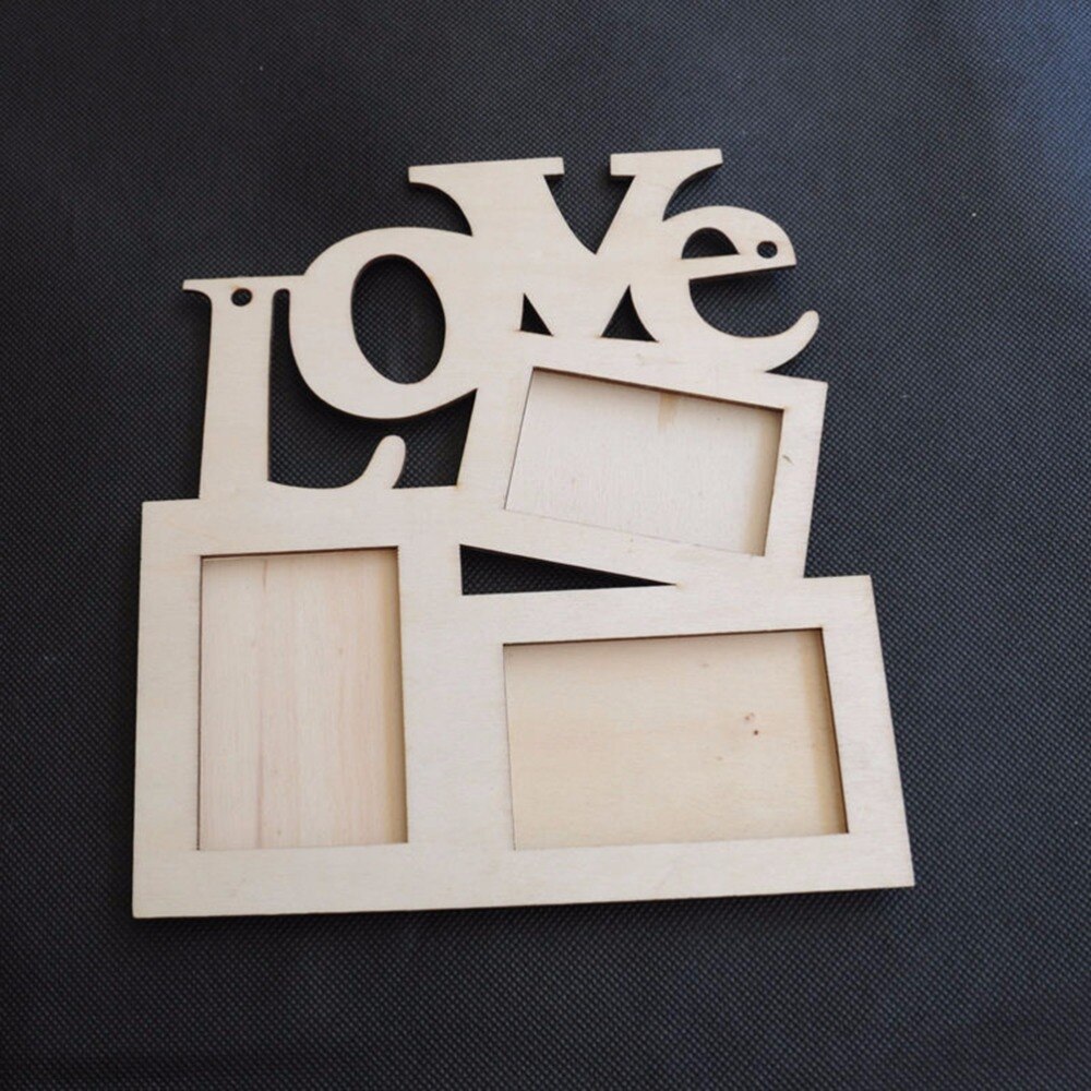 1Pcs Diy Mooie Holle Liefde Houten Familie Foto Fotolijst Rahmen Witte Basis Art Home Decoratie: Default Title