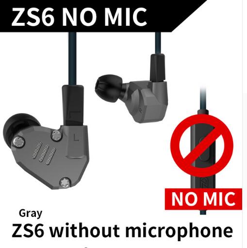 KZ ZS6 2DD+2BA Hybrid In Ear Earphone HIFI DJ in ear Monitor Running Sport Earphones Earplug Headset Bluetooth Hifi Earbuds: ZS6Graynomic